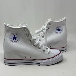 Converse All Star Hidden Wedge Sneakers Womens 11 White Canvas Hi Top Shoes